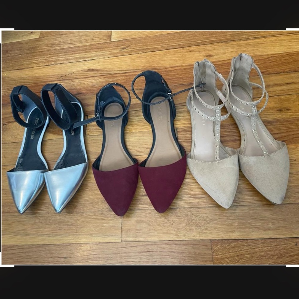 Women pointed toe flats with ankle strap $12 EACH US size 8